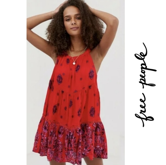Free People Dresses & Skirts - Free People Red Boho Dress. Like New!